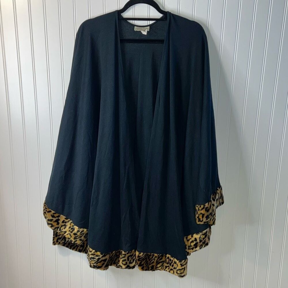Kathleen For Sweet Herb Vintage 1980's Velour Trim Poncho Cape Animal One Size